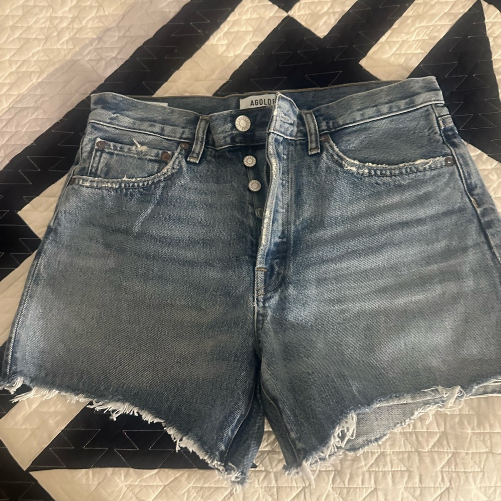 AGOLDE Parker long shorts. Women's Blue Denim Shorts